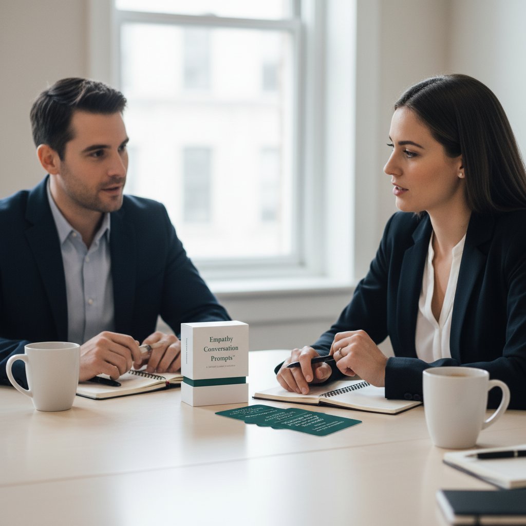 Leaders using Empathy Conversation Prompts in a 1-on-1 meeting